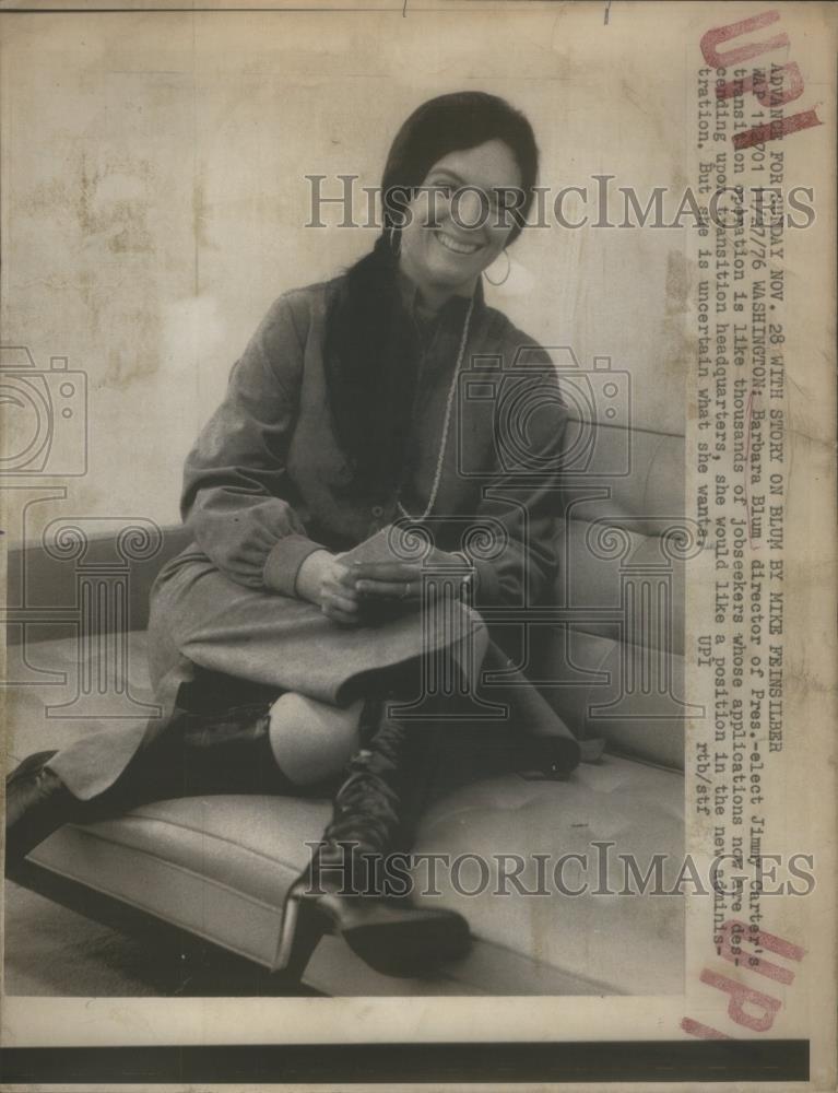 1976 Press Photo Pres-Elect Jimmy Carter&#39;s Trans. Operation Dir Barbara Blum - Historic Images