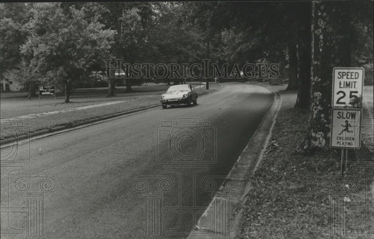 1980 Press Photo Car drives along Parkway Drive in Trussville, Alabama - Historic Images