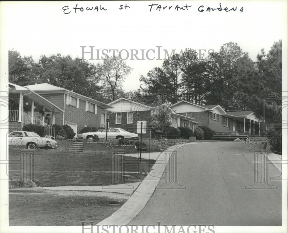 1980 Press Photo Homes on Etowah Street in Tarrant Gardens, Tarrant, Alabama - Historic Images