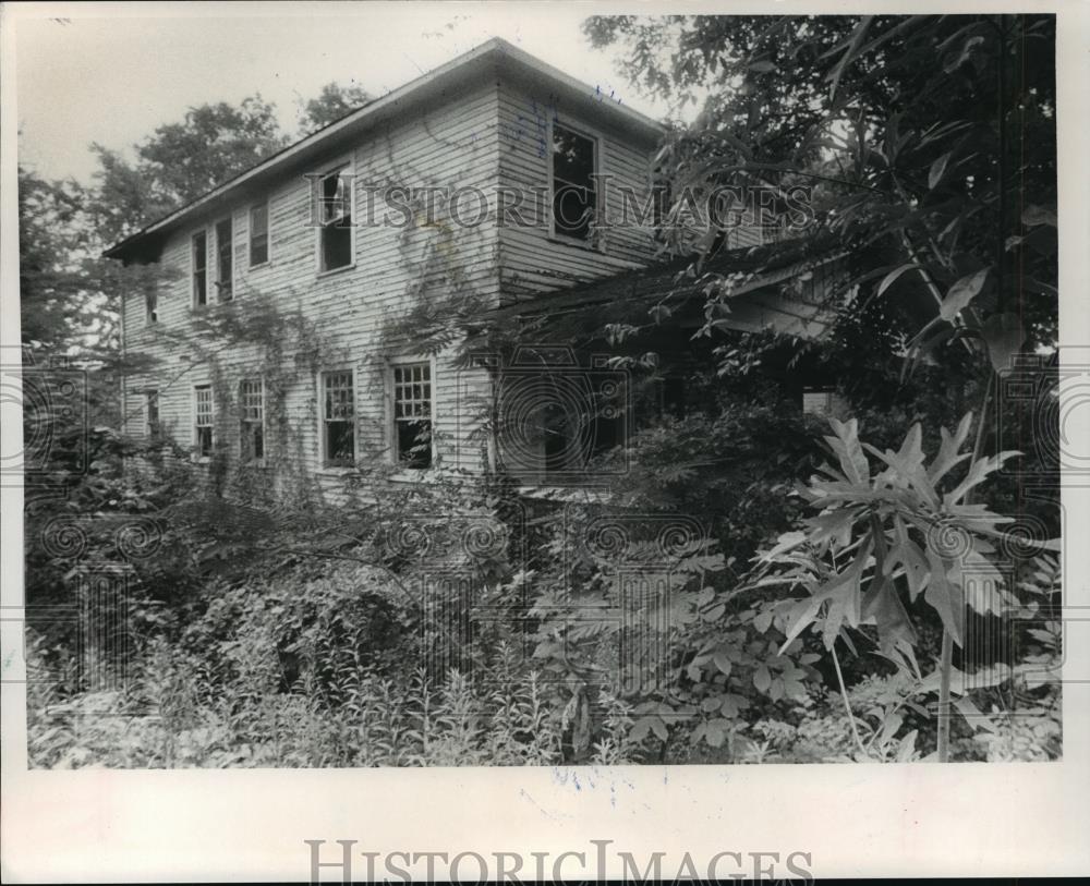 1988 Press Photo Bushes and Weeds grow up around Abandoned House at 1229 30th - Historic Images
