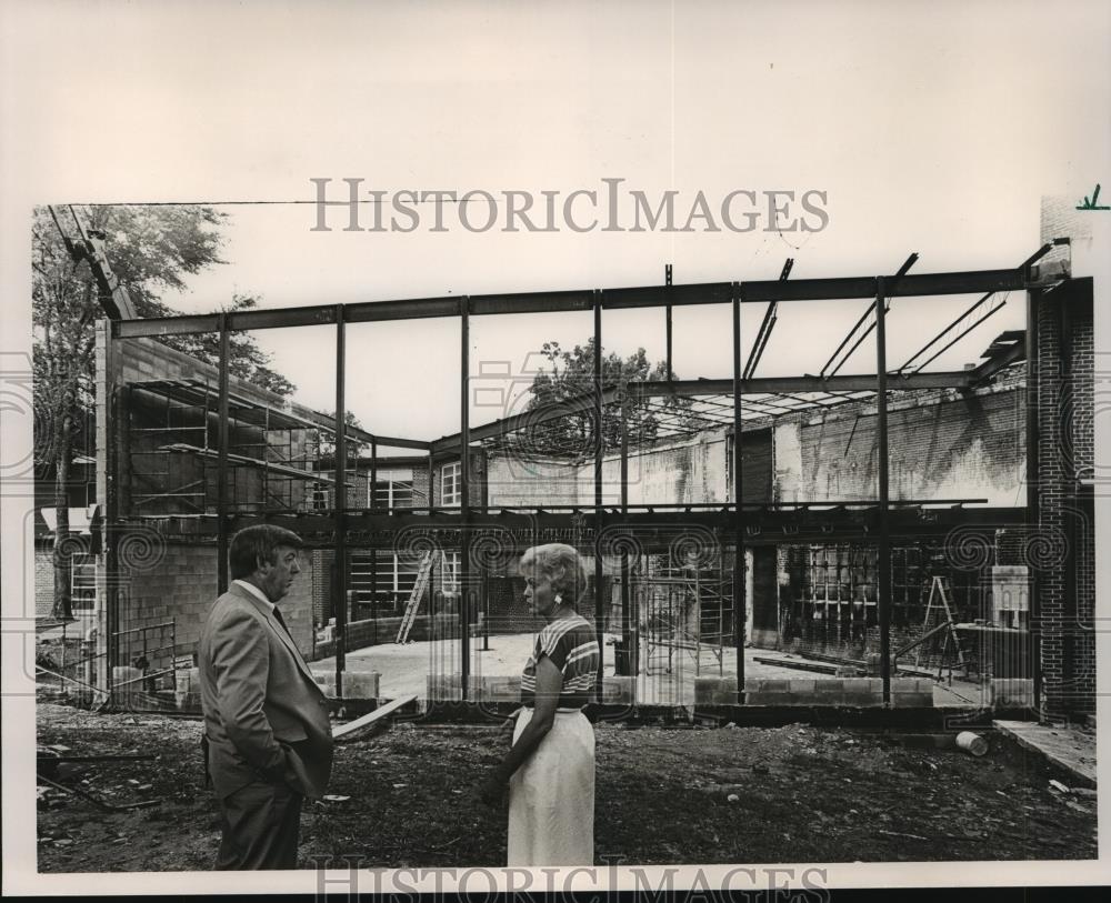 1986 Press Photo Construction of Crestline Elementary School, Mountain Brook - Historic Images