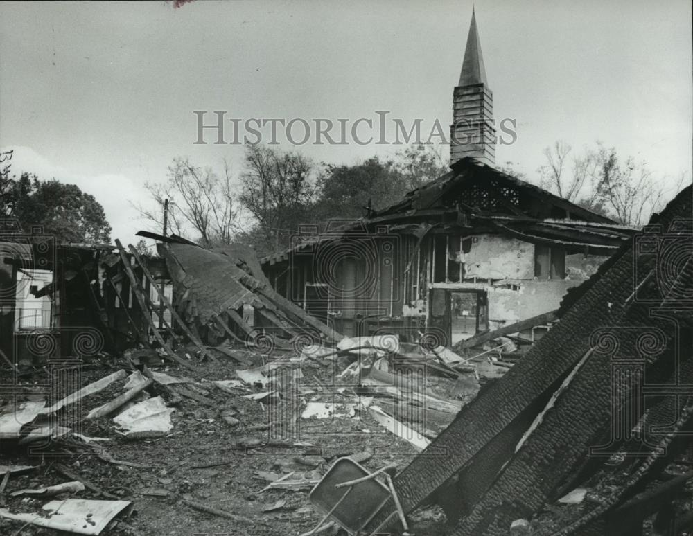 1980 Press Photo Anderson Memorial Baptist Church destroyed by fire, Lipscomb - Historic Images