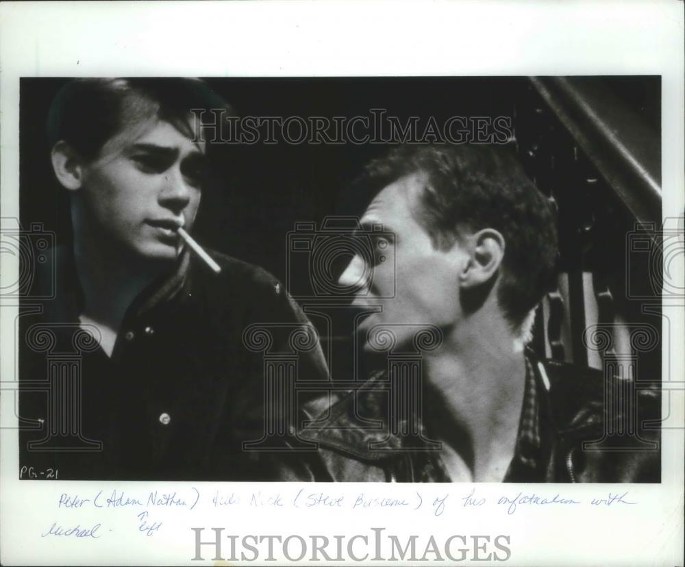 1986 Press Photo U.S. Actors Adam Nathan (left) &amp; Steve Buscemi - mjb71180 - Historic Images