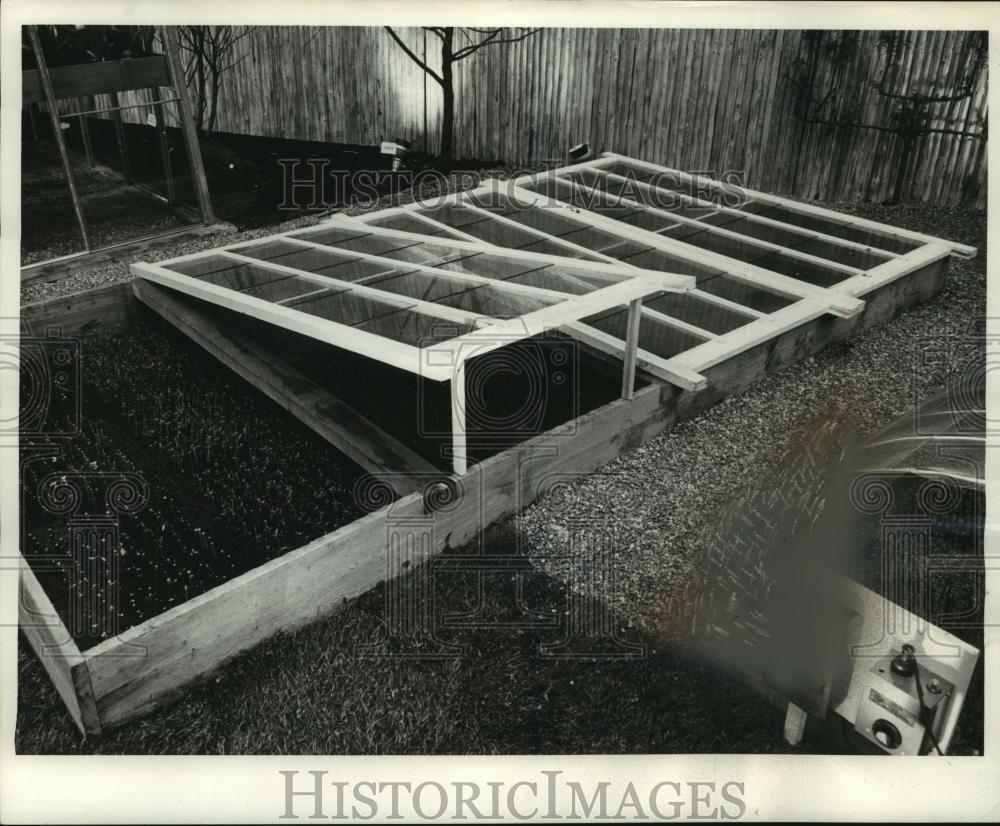 Press Photo Hotbed, cold frame used to grow plants before planted into garden - Historic Images