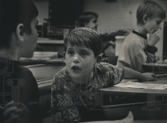 1992 Press Photo Ryan Krause at St. Mark Lutheran School in Brown Deer, WI - Historic Images