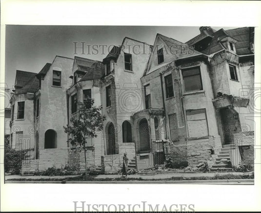 1982 Press Photo Buildings for demolition owned by developer Oliver Plunkett - Historic Images