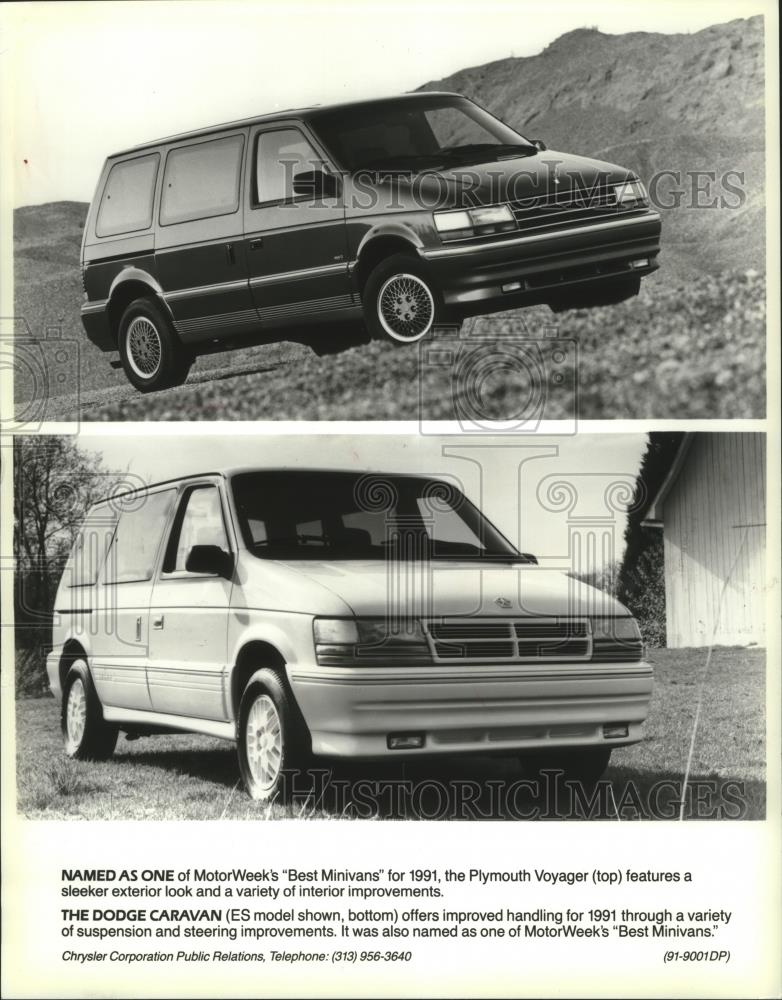 1991 Press Photo Plymouth Voyager 1991, available with air bag. - mjb91619 - Historic Images