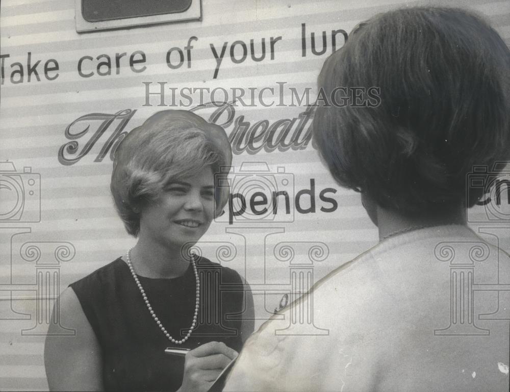 Press Photo Staffing Emphysema Bus, Mrs. Mary Vaughn - abna19158 - Historic Images