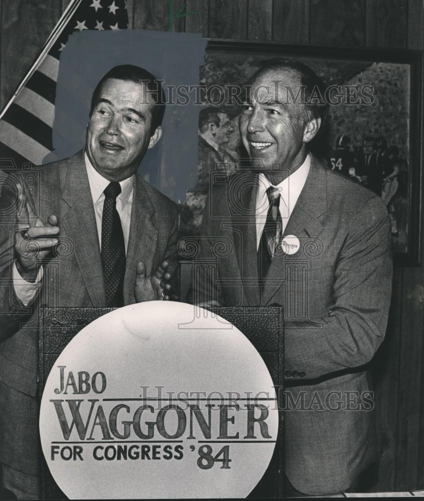 1984 Press Photo Bart Starr Stumps for Jabo Waggoner in Birmingham, Alabama - Historic Images