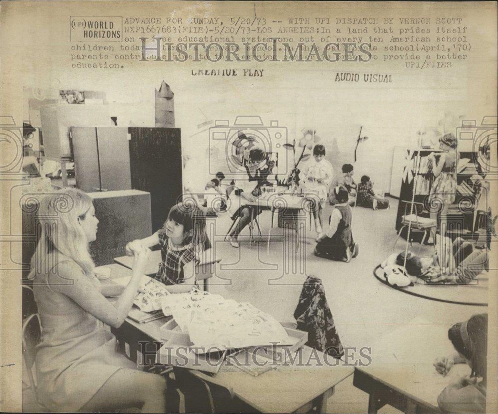 1973 Press Photo American School Children prides system - RRV59429 - Historic Images