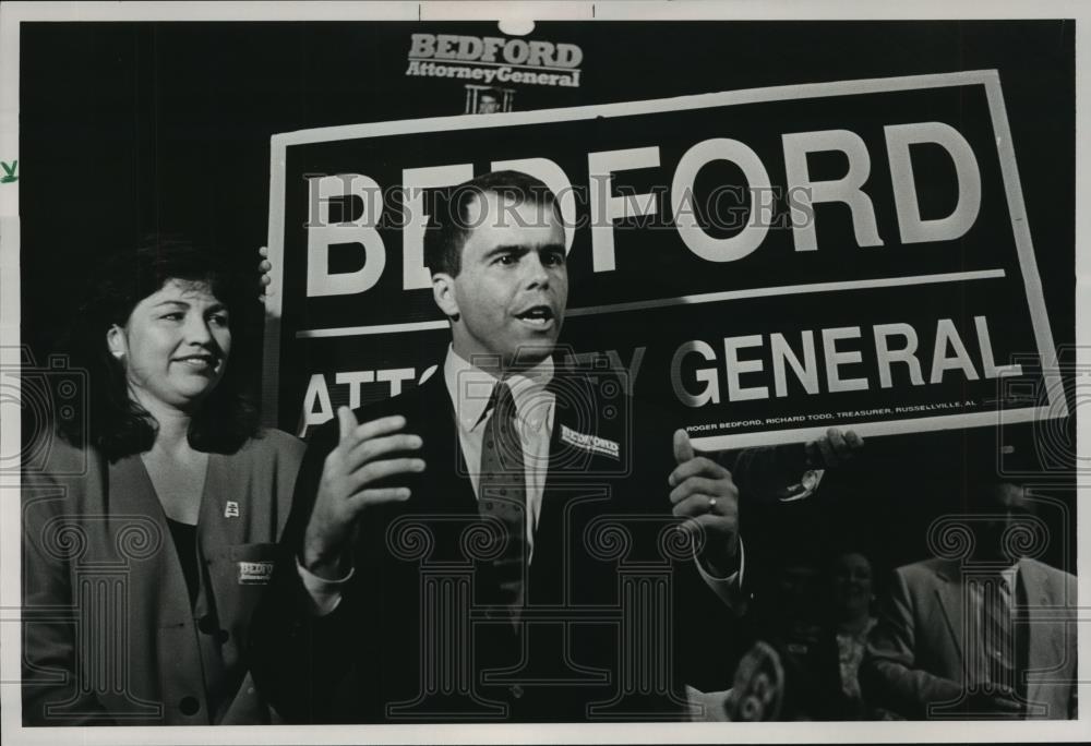 1990 Press Photo Attorney General Candidate Roger Bedford &amp; Wife, Montgomery, AL - Historic Images