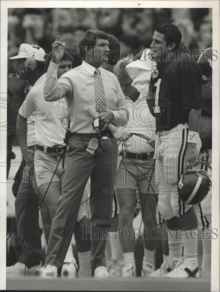 1986 Press Photo Alabama Football Coach Ray Perkins And Quarterback Mike Shula - Historic Images