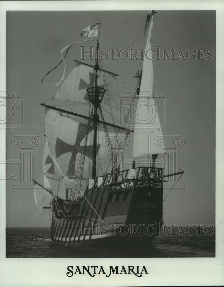 1978 Press Photo A large reproduction of a sailing ship at sea - mjb93412 - Historic Images