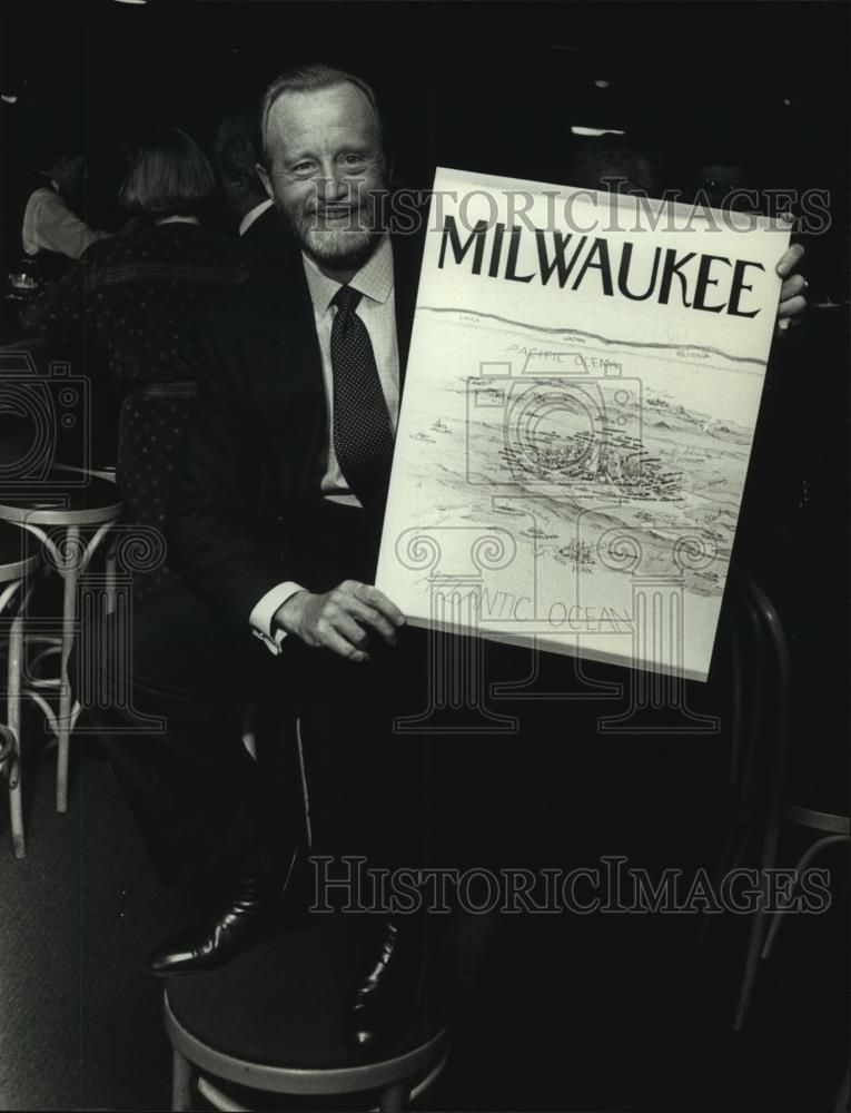 1991 Press Photo Archie Sarazin at his goodbye party at Buster&#39;s Bistro - Historic Images