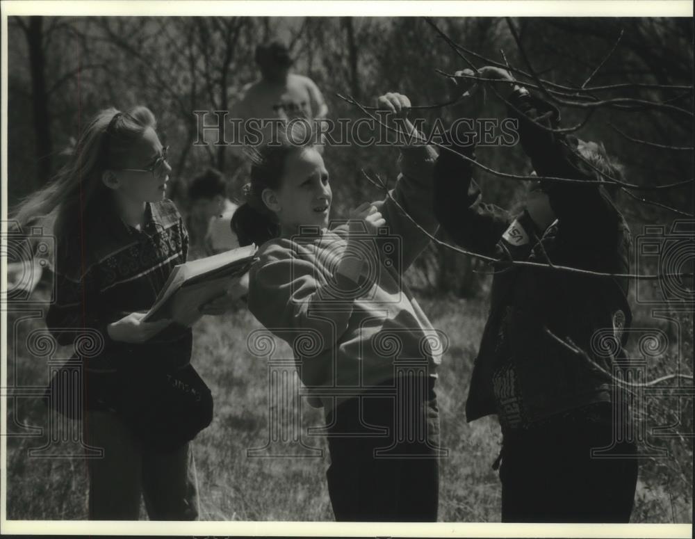 1994 Press Photo Thomas Jefferson Middle School students study-Wittmann property - Historic Images