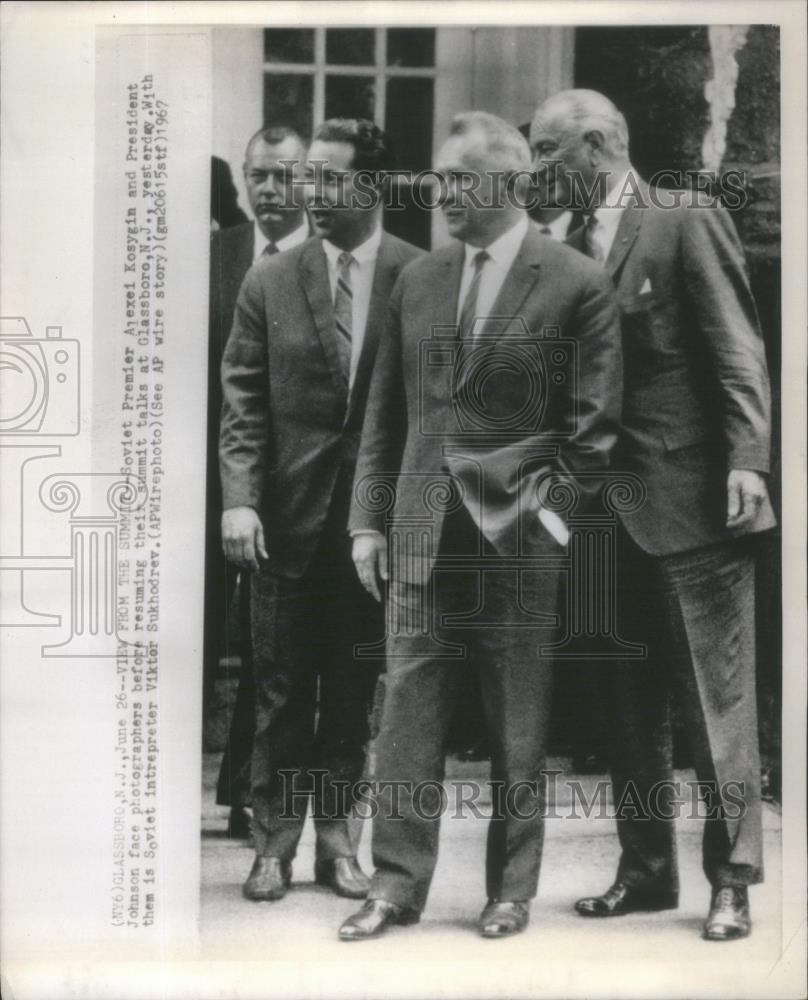1967 Press Photo Soviet Premier Alexei Kosygin President Lyndon Johnson - Historic Images