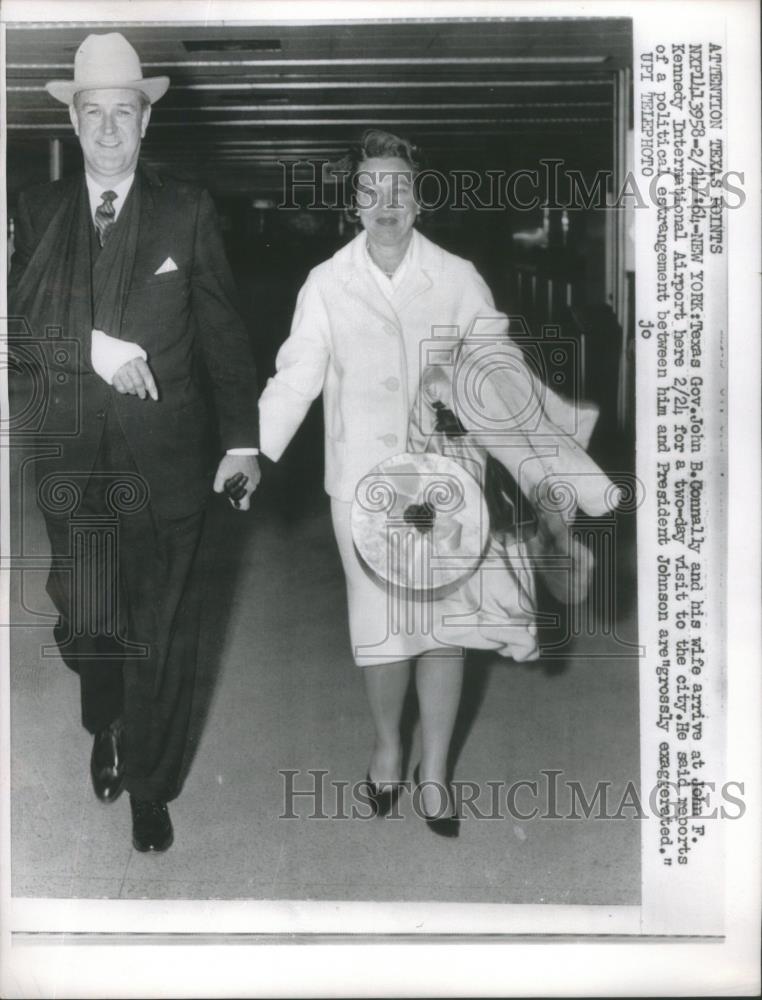 1964 Press Photo Texas Governor Connally Wife Arrive Kennedy Airport - RSA83349 - Historic Images