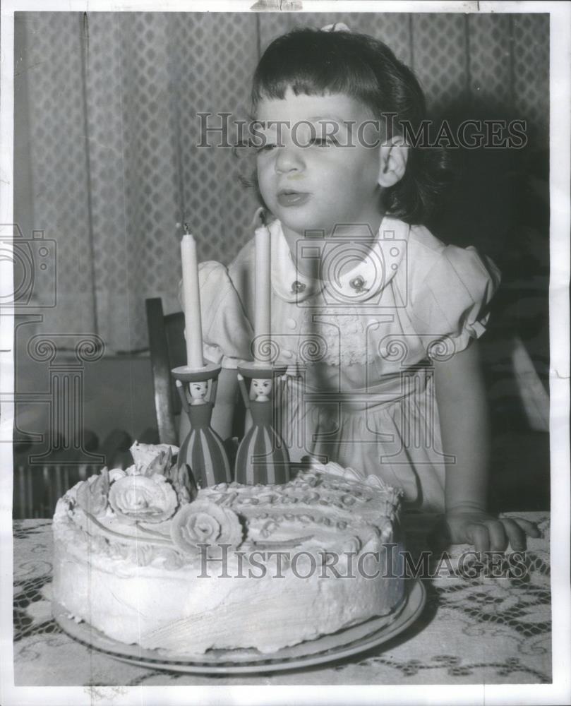 1958 Press Photo Premature Baby Natalie Ann Johnson Celebrates Second Birthday - Historic Images