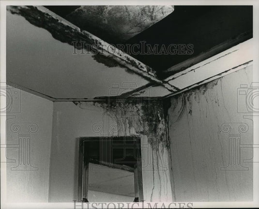 1991 Press Photo Essex House, Ceiling Damage in Home - abna23178 - Historic Images