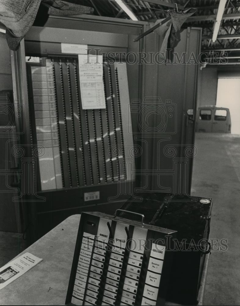 1984 Press Photo Old and New Voting Machines - abna23927 - Historic Images