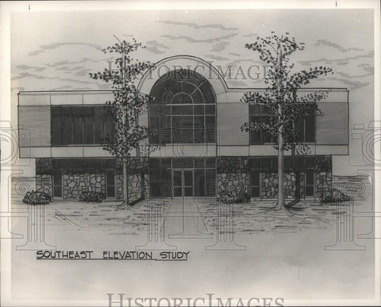 1988 Press Photo Artist's Drawing of Vestavia Hills, Alabama, Community Center - Historic Images