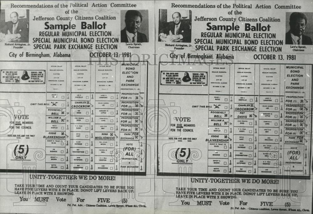 1981 Press Photo Sample ballots for Jefferson County election in Birmingham - Historic Images