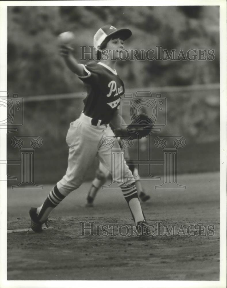 1980 Press Photo Pinson Mustang League Pitcher Brian Wallace Throwing Baseball - Historic Images