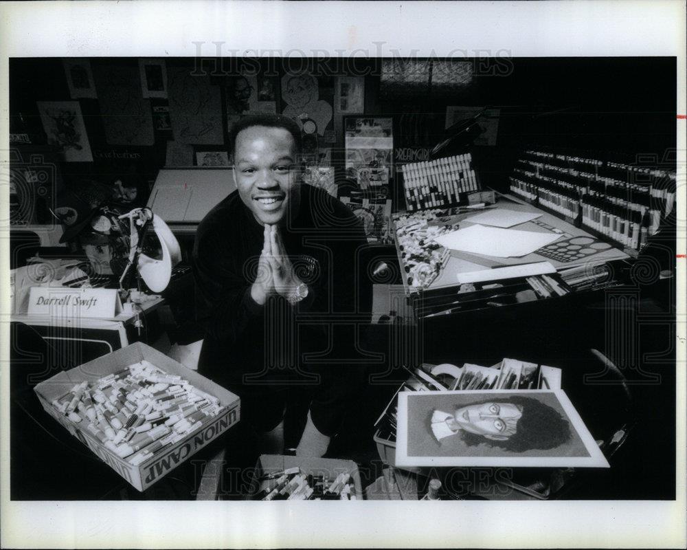 1991 Press Photo Detroit Artist Darrell Swift - DFPD50293 - Historic Images