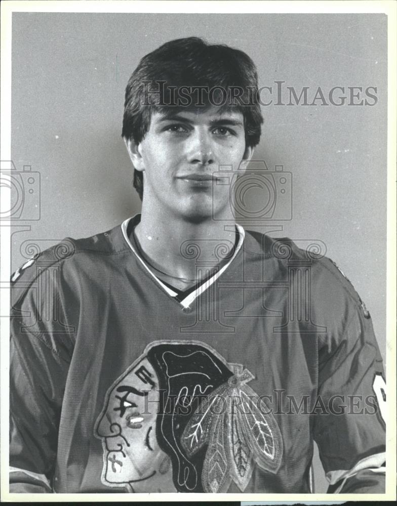 1985 Press Photo Marc Bergevin Chicago Blackhawk Hockey - RRQ18891 - Historic Images