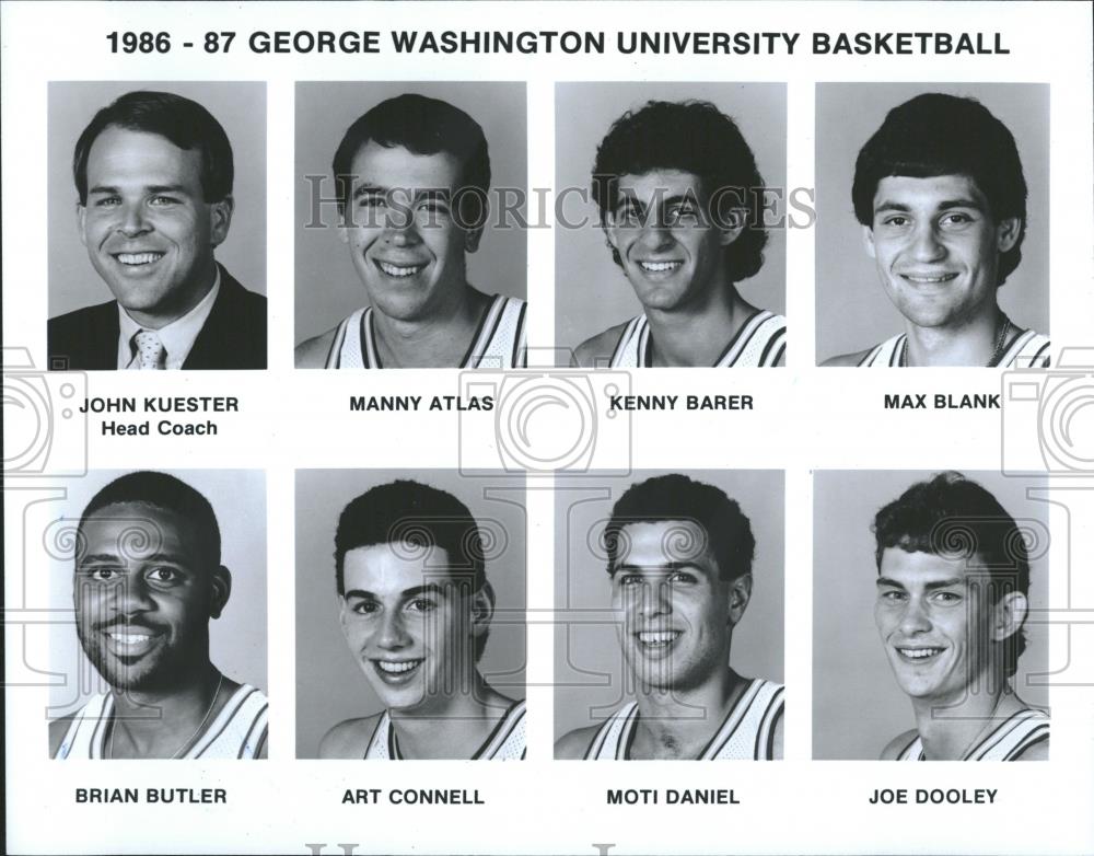 1986 Press Photo 1986-87 GWU Basketball Team Head Shots - RRQ20959 - Historic Images