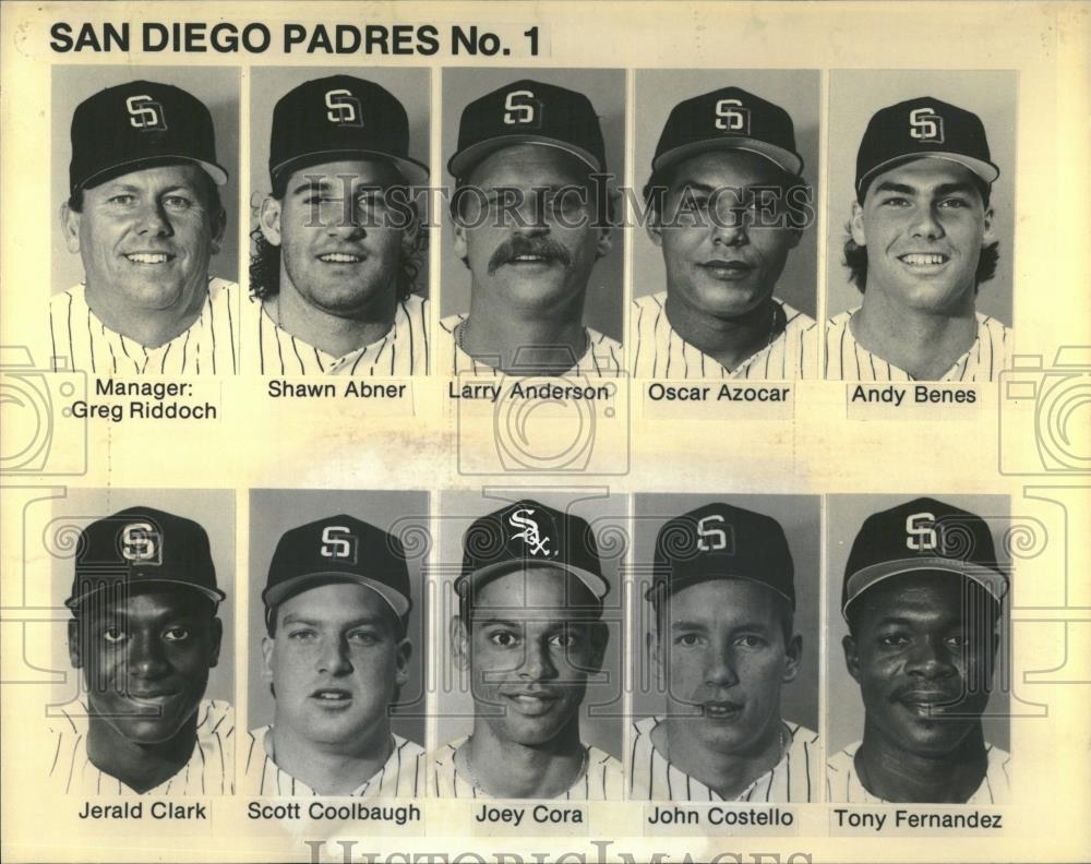 1991 Press Photo Team Members San Diego Padres Baseball - RRQ22229 - Historic Images