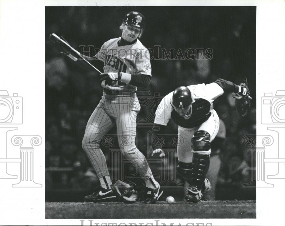 1987 Press Photo Mike Heath Tigers Dan Gladden Twins - RRQ22461 - Historic Images
