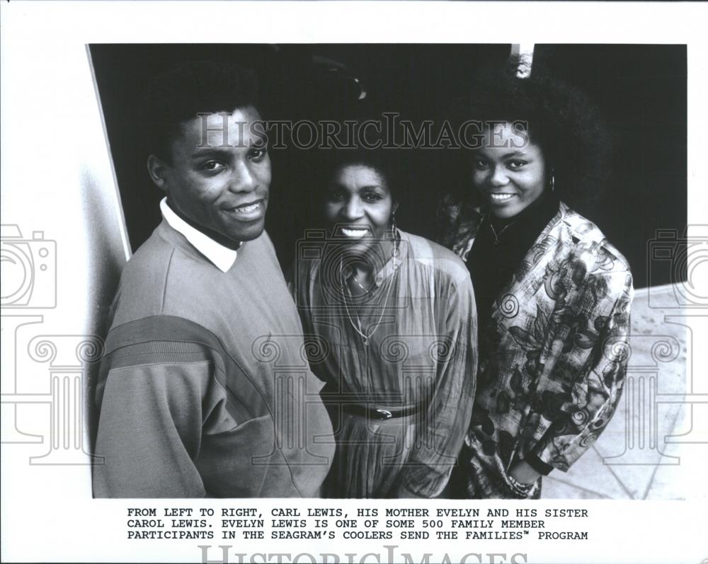 1988 Press Photo Carl Lewis Evelyn Lewis Carol Lewis - RRQ23157 - Historic Images