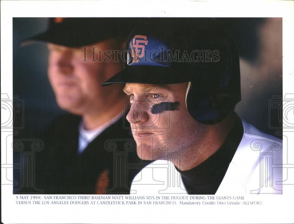 1993 Press Photo Giants Williams Sitting Dugout - RRQ24295 - Historic Images