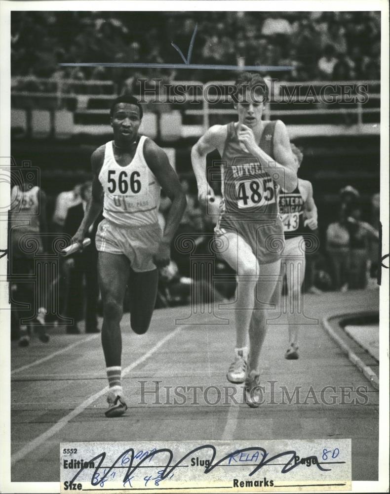 1981 Press Photo George Mehale Rutgers James UTEP relay - RRQ26813 - Historic Images