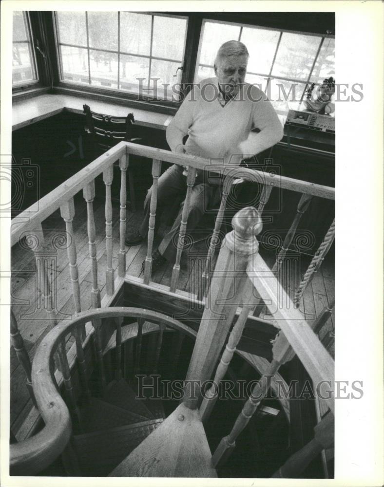 1984 Press Photo Barn Charles Finely spiral staircase - RRQ27025 - Historic Images