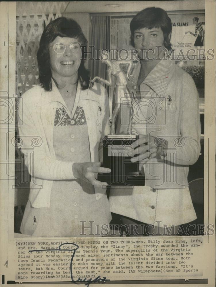 1973 Press Photo Mrs Billy Jean King Mrs Margaret Court - RRQ27449 - Historic Images