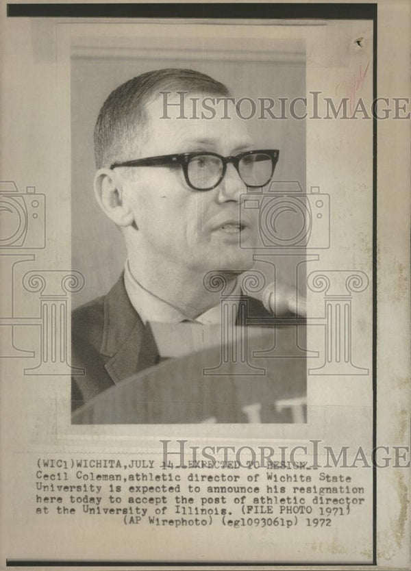 Cecil Coleman college athletics, 1972 vintage press photo print ...