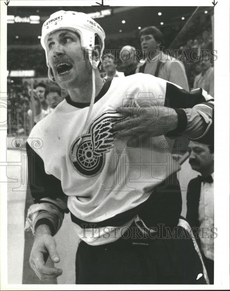 1987 Press Photo Detroit Red Wings Hockey Lee Norwood - RRQ28655 - Historic Images