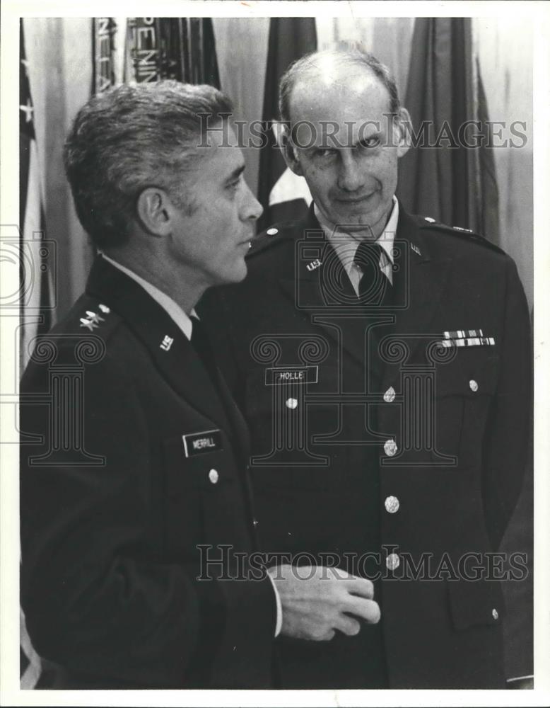 1981 Press Photo Major General Tom Merrell with Brigadier General Everett Holle - Historic Images