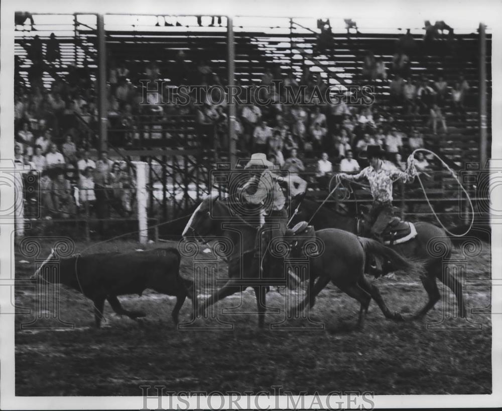 1978 Press Photo Team Roping at Rodeo - abna39878 - Historic Images