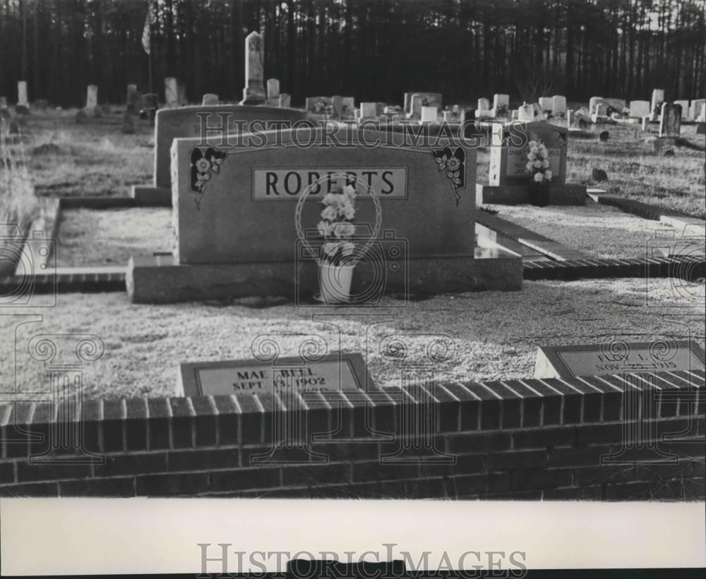 1983 Press Photo Roberts Family Headstones at Cemetery, Murder Victims - Historic Images