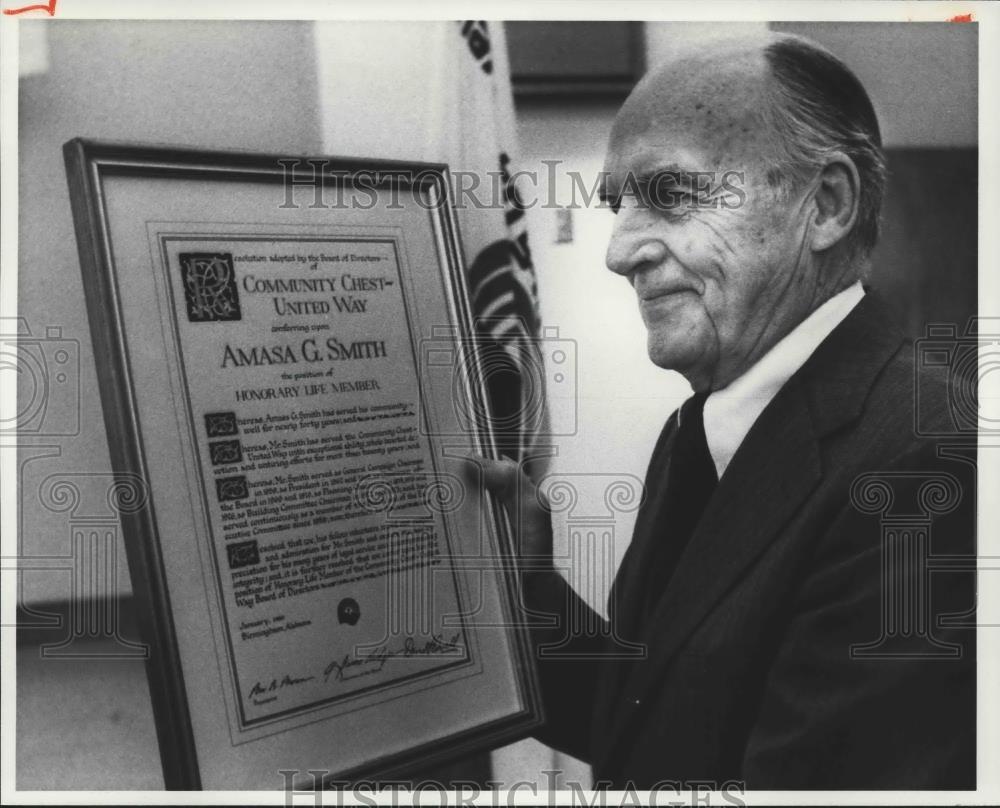 1980 Press Photo Birmingham businessman Amasa Smith honored by Community Chest - Historic Images