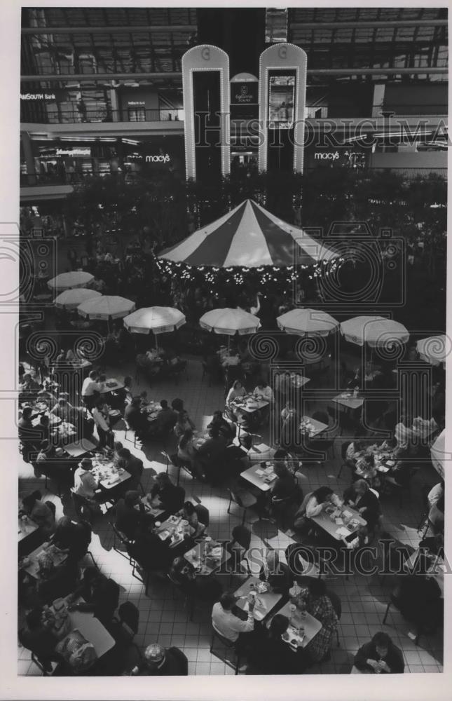 Riverchase Galleria shoppers dining in the Food Court 1988 Vintage Riverchase Galleria shoppers dining in the Food Court 1988 Vintage