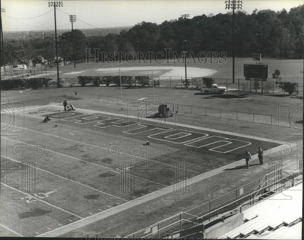 1980 Press Photo Football Field At Municipal Stadium In Phenix City, Alabama - Historic Images