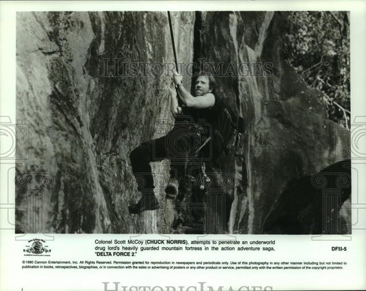 1990 Press Photo Chuck Norris plays Colonel Scott McCoy in MGM's Delta Force 2 - Historic Images