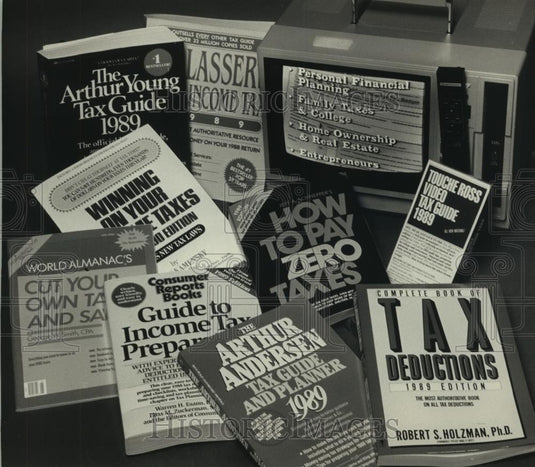 1989 Press Photo Tax information circa 1989 comes in all sizes, weights and mode - Historic Images
