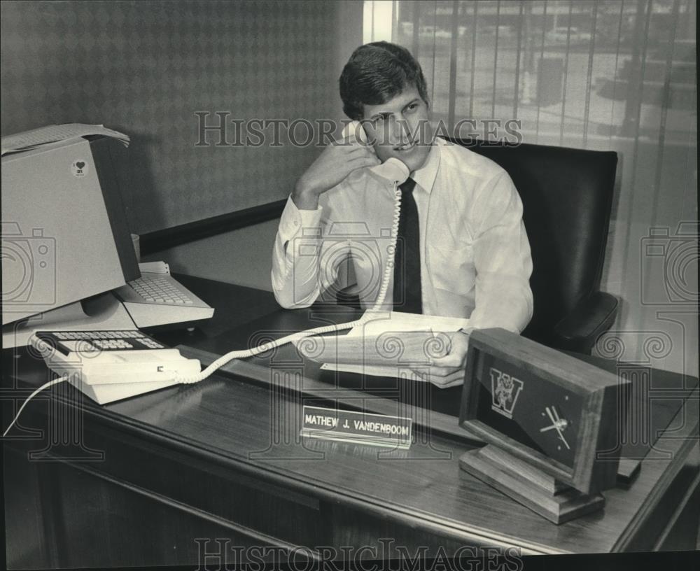 1985 Press Photo Former University of Wisconsin football star Matt Vanden Boom - Historic Images