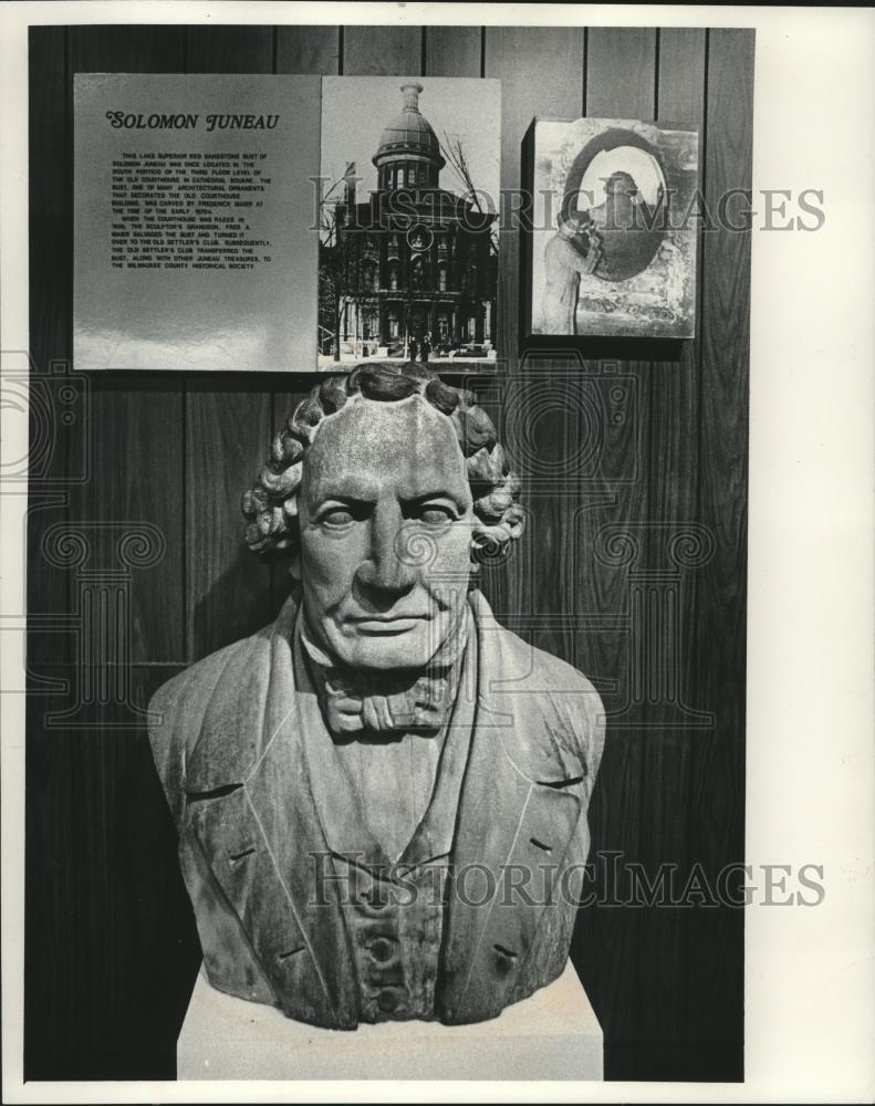1978 Press Photo Bust of Solomon Juneau displayed at County Historical Society - Historic Images