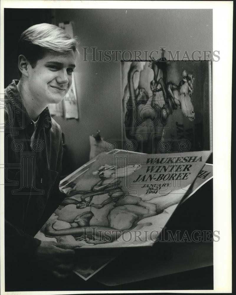 1993 Press Photo Raymond Strong winner Waukesha Winter Jan-Boree poster contest - Historic Images